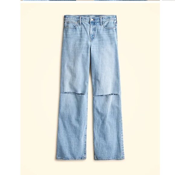 J.Crew Petite Lower Rise Distressed Wide Leg Jean Blue Synniva Wash US 32P NWT. - Picture 5 of 6